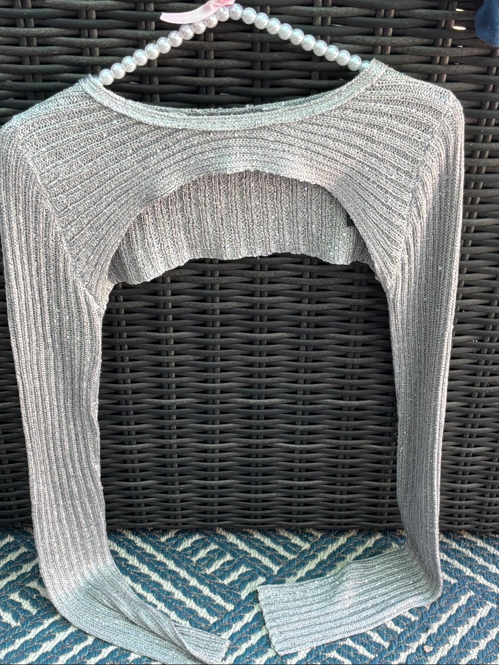 Urban Outfitters Silver Ribbed Shrug